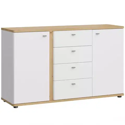 Komody do spálne Komoda Avila 2D4S AILK01 biela/dub artisan