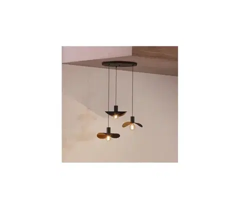 Svietidlá Eglo 390395 - Luster na lanku SACEDA 3xE27/40W/230V čierna/zlatá 390395