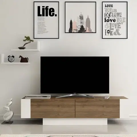 TV stolíky TV stolík Matera - Walnut, White