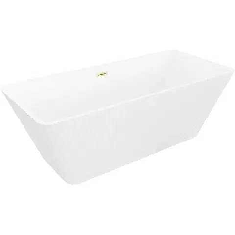 Vane MEXEN/S - Tava voľne stojaca vaňa reliéf 170 x 75, biela, sifón a prepad zlatá kartáčovaná 52851707500-55