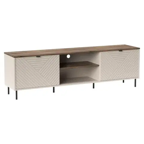 TV stolíky KONDELA Eyco 2D/180 tv stolík kašmír / dub castello