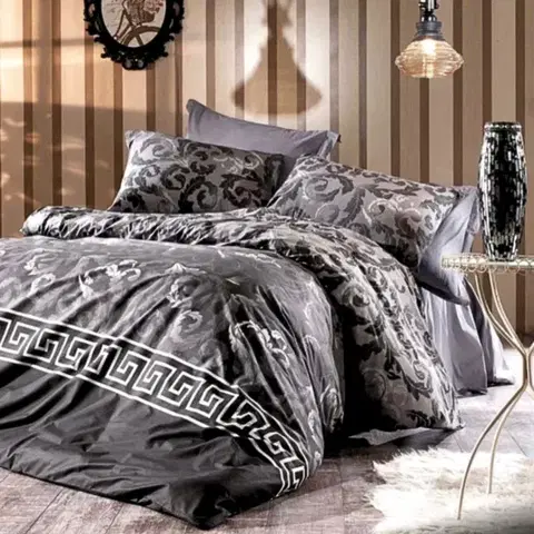 Obliečky Obliečky bavlnené Linda sivá 200x140cm+90x70cm TiaHome