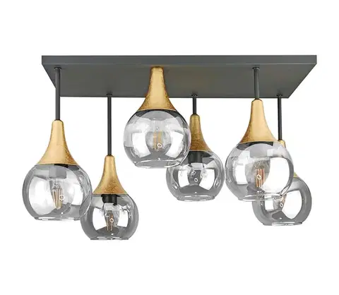 Svietidlá Keter Lighting Prisadený luster SOMA 6xE27/60W/230V čierna/zlatá/číra 2901