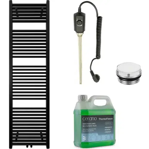 Doplnky do kúpeľne CERANO - Kúpeľňový elektrický radiátorový set Lincoln - 600W - čierna matná - 1800x500 mm CER-978845
