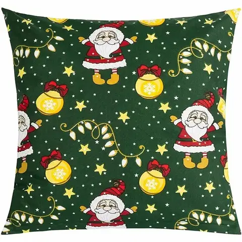 Vankúše Bellatex Vianočný vankúš s obliečkou Santa,zelený, 45 × 45 cm