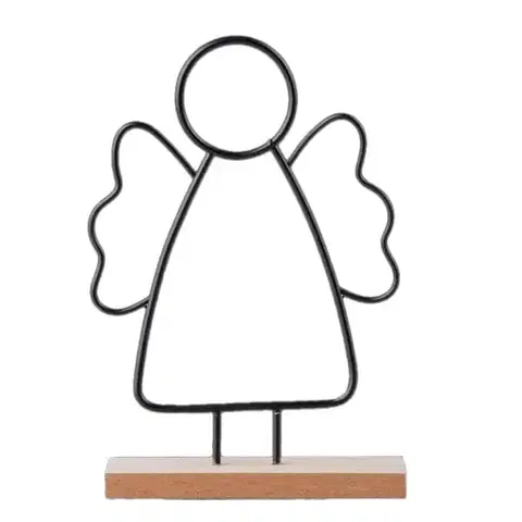 Vianočné dekorácie Kinekus Postavička anjel 11x4x16,5 cm drevo/kov