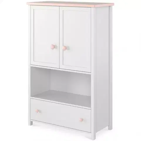 Komody do detskej izby Komoda 2D1S Luna LN-11 biely/ružové