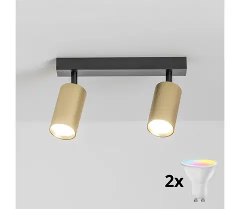 Svietidlá BRILAGI - LED RGBW stmievateľné bodové svietidlo SELE GOLDEN 2xGU10/4,8W/230V čierna/zlatá BG1006+2xAI2382