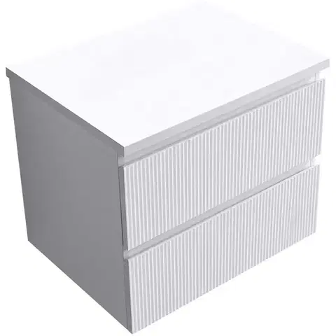 Kúpeľňový nábytok CERANO - Kúpeľňová skrinka Carole + doska pod umývadlo Navira Pro - 36 mm - biela matná ryhovaná - 60x51,6x46 CER-264323