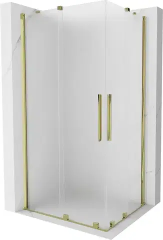 Sprchovacie kúty MEXEN/S - Velar Duo sprchovací kút, posuvné dvere 90 x 80, dekor, zlato 871-090-080-32-50