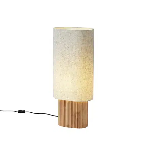 Stojace lampy Japandi stojacia lampa drevená s ľanovým tienidlom 70 cm - Lamel