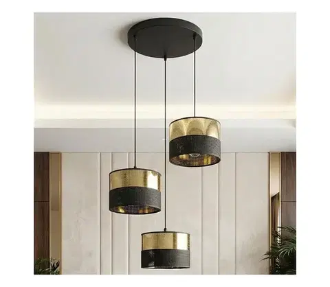 Svietidlá EMIBIG Luster na lanku LUX 3xE27/15W/230V čierna/zlatá 1649/3PREM