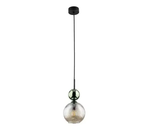 Svietidlá  Luster na lanku SOPHIA 1xE14/10W/230V čierna/zelená/dymová béžová 11145