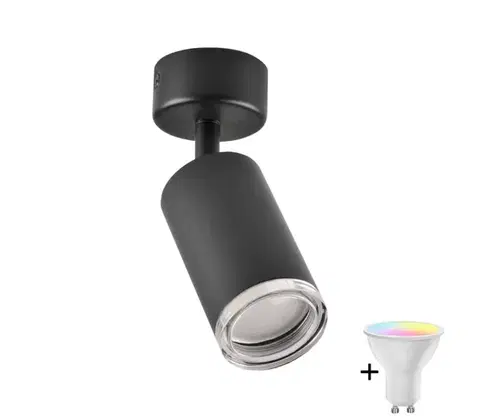 Svietidlá  LED RGBW Stmievateľné kúpeľňové bodové svietidlo TURYN 1xGU10/4,8W/230V IP44 čierne SA1913+AI2382