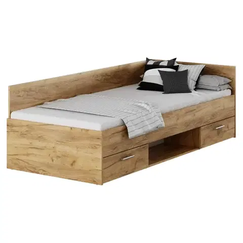 Postele KONDELA Boat 90 posteľový rám s úložným priestorom dub artisan