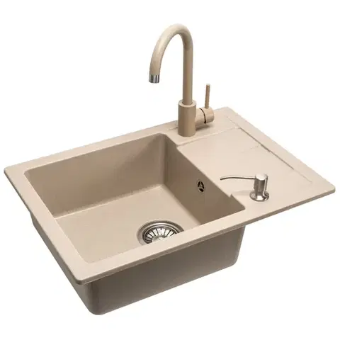 Kuchynské drezy REA REA - Granitový drez Nils Beige set 5v1 ZLE-00102