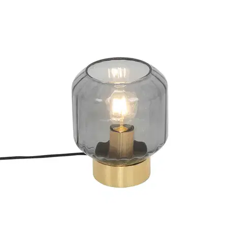 Stolné lampy Moderná stolná lampa mosadz s dymovým sklom - Stiklo