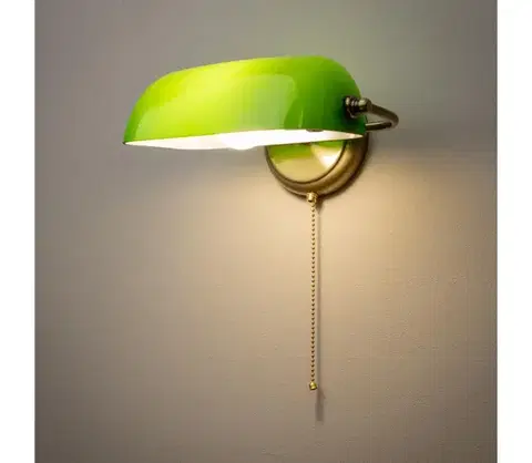 Svietidlá BRILAGI - Nástenná lampa BANK OFFICE 1xE27/60W/230V mosadz/zelená W352-ZE/MOS