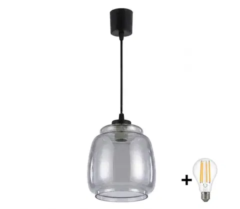 Svietidlá BRILAGI - LED luster na lanku R GLASS 1xE27/60W/230V pr. 26 cm čierna/dymovo sivá NSTK7417+TK6439A