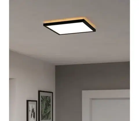 Svietidlá Eglo 901442-LED Kúpeľňové stropné svietidlo ROVITO 13,4W/230V 29x29cm IP44 čierna 901442
