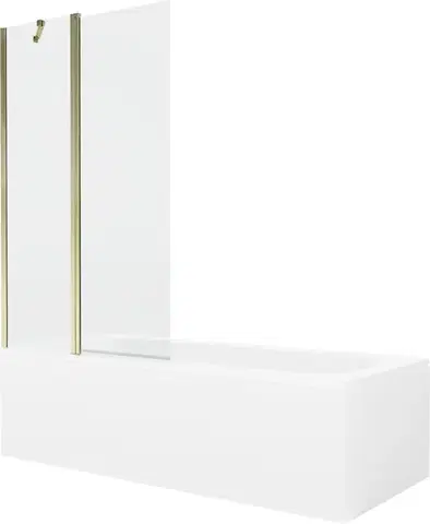 Sprchové dvere MEXEN/S - Vega obdĺžniková vaňa 180 x 80 cm s panelom + vaňová zástena 100, transparent, zlatá 550118080X9410115000