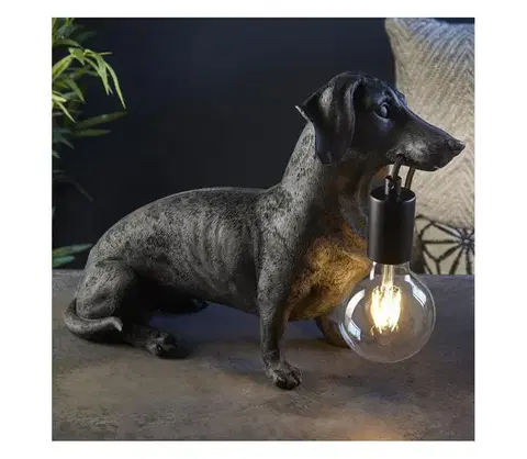 Lampy Endon 101188 - Stolná lampa DACHSHUND 1xE27/10W/230V čierna 101188