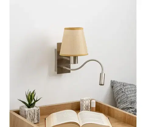 Svietidlá BRILAGI - LED Nástenná lampa NUBILA 1xE27/25W/230V+LED/3W chróm/svetlohnedá BG1556+BG1571