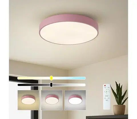 Svietidlá BRILAGI - LED stmievateľné stropné svietidlo POOL, 48 W, 230 V, 3000–6000 K, 40 cm, ružové, s diaľkovým ovládaním BRI691