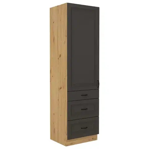 Kuchynské skrinky stojace Kuchynská skrinka STILO grafit mat/artisan 60dks-210 3s 1f