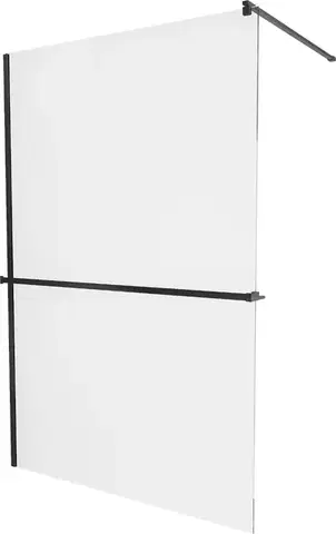 Sprchové dvere MEXEN/S - KIOTO Sprchová zástena WALK-IN s poličkou a držiakom uterákov 80 x 200, transparent 8 mm, čierna 800-080-121-70-00