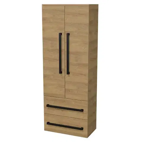 Kúpeľňový nábytok Kúpeľňová skrinka s čiernou úchytkou SAT Cube Way 60x163x33 cm dub Hickory mat CUBE3CV60DH CUBE3CV60DH