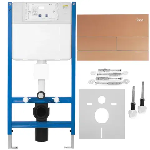 Záchody REA/S - Podomietkový WC systém K011A-Q + tlačidlá T Brush Copper/Rose Gold KPL-E0053