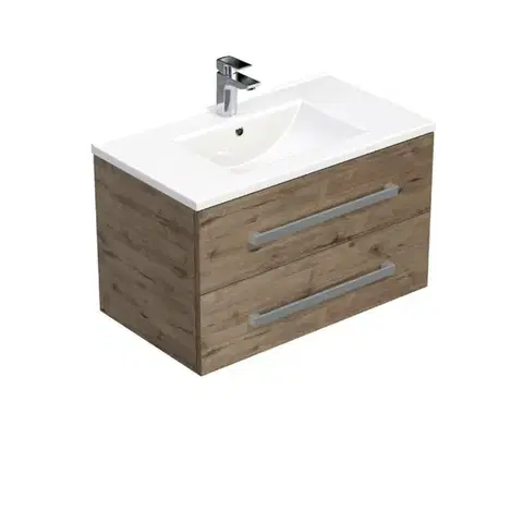 Kúpeľňový nábytok Kúpeľňová skrinka s umývadlom SAT Cube Way 80x53x46 cm dub Wellington mat CUBE46802DWMOD CUBE46802DWMOD