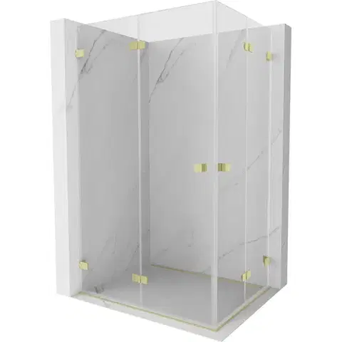 Sprchovacie kúty MEXEN/S - Lunar-F Duo sprchovací kút skladacie dvere 100 x 95, transparent, zlato kefovaná 836-100L-095P-55-00