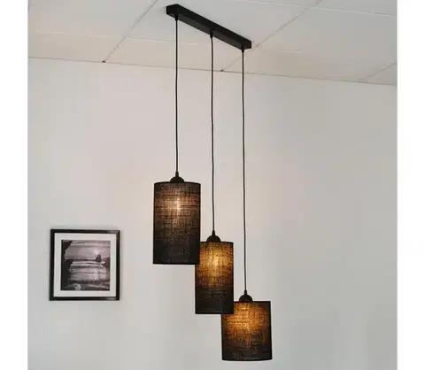 Svietidlá BRILAGI - Luster na lanku TUBES 3xE27/15W/230V čierna 609302