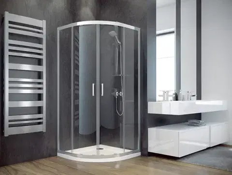 Sprchovacie kúty BESCO - Štvrťkruhový sprchovací kút MODERN 185 - FARBA rámu - Chróm / Leštený hliník (ALU), Rozmer A - 80, Rozmer B - 80, Rozmer C - 185, Smer zatvárania - Univerzálne Ľavé / Pravé, Výplň - Fume bezpečnostné sklo - 6 mm BCMOD80CTVRTCG