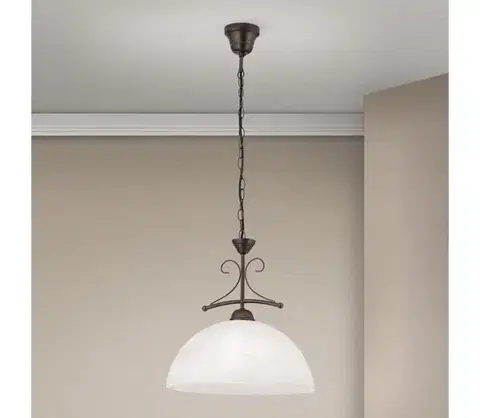 Svietidlá Orion - Luster na reťazi RULA 1xE27/40W/230V pr. 35 cm biela/bronz HL 6-1484/1 Antik