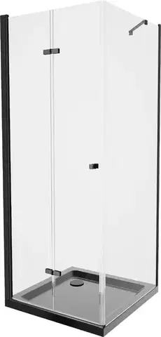 Vane MEXEN/S - Lima sprchovací kút zalamovacie dvere 80 x 80, transparent, čierny + Flat čierna vanička so sifónom 856-080-080-70-00-4070B