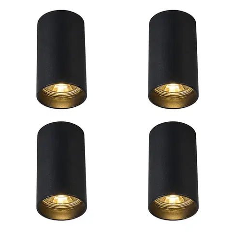 Bodove svetla Sada 4 moderných prisadených bodových svetiel čierna 5,5 cm GU10 50 mm - Tuba