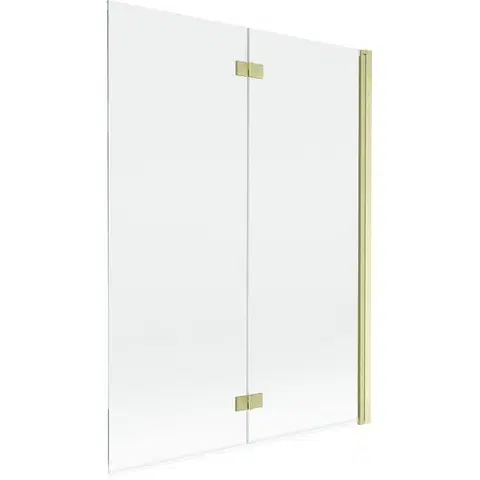 Sprchové dvere MEXEN - MIST vaňová zástena 130x150 cm 6mm 2-s, zlatá kartáčovaná, číra, pravá 8A9-130-002-55-00-P