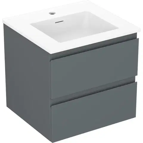 Kúpeľňový nábytok MEXEN/S - Orio kúpeľňová skrinka 50 cm s umývadlom Otis, 2 zásuvky, grafit mat/biela mat 91A10-05047-2-BFF66-W18M01