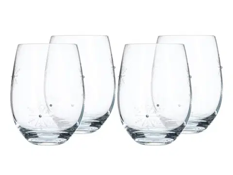Poháre KONDELA Snowflake Strik pohár na šampanské (4 ks) 530 ml priehľadná / biela