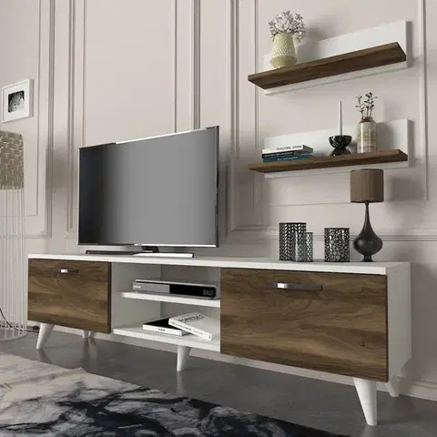 TV stolíky BEALTE TV stolík, biela / orech