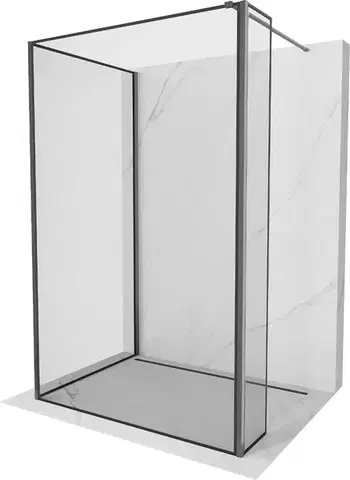 Sprchové dvere MEXEN/S - Kyoto Sprchová zástena WALK-IN 120 x 110 x 30, čierny vzor, grafit kartáčovaná 800-120-110-221-66-70-030