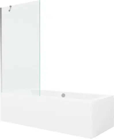 Sprchové dvere MEXEN/S - Cube obdĺžniková vaňa 170 x 80 cm s panelom + vaňová zástena 90, transparent, chróm 550517080X9509000001