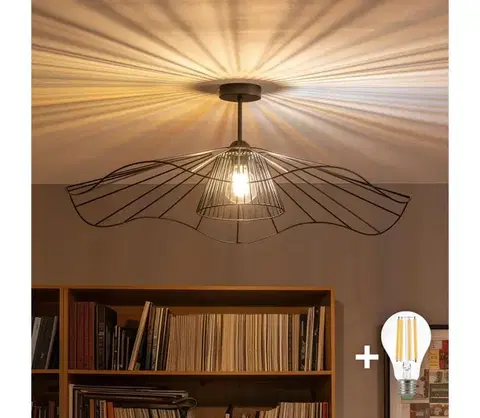 Svietidlá BRILAGI - LED prisadený luster CERIA WIRE 1xE27/60W/230V priemer 80 cm čierny BG3989+EG300157+EG300162