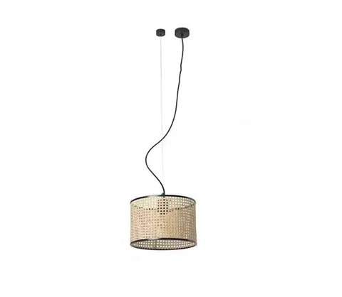 Svietidlá FARO Barcelona FARO 64314-48 - Luster na lanku MAMBO 1xE27/15W/230V ratan/čierna 64314-48