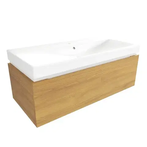 Kúpeľňový nábytok Kúpeľňová skrinka s umývadlom SAT Feel 100x30x46 cm medový dub mat SATFEEL100DMU1 SATFEEL100DMU1