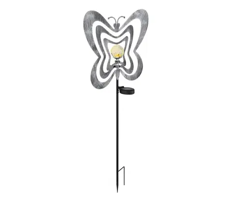 LED osvetlenie Globo 36581 - LED solárne svietidlo LED/0,06W/3V IP44 strieborný motýľ 36581