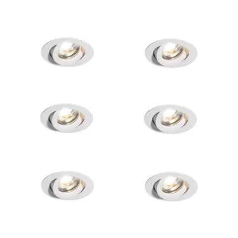 Zapustené svietidlá Sada 6 moderných zapustených bodových svietidiel bielych 8,2 cm vrátane LED IP54 Ultra Slim - Pupil